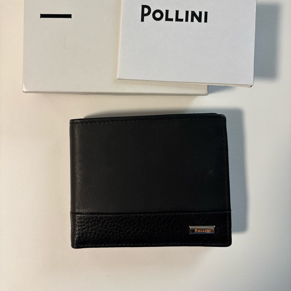 Pollini Black Leather Card Holder